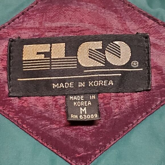 Vintage 80s Retro ELCO Down Filled Iridescent Floral Patchwork Puffer Jacket Lg - Picture 2 of 14